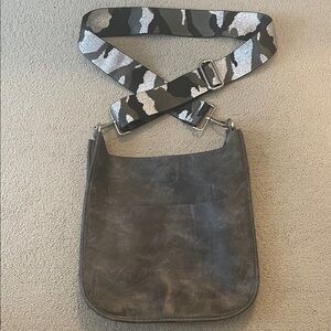Stylish Gray Bag with Camouflage Strap